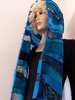 Sjaal viscose combi blauw