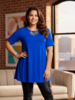A-lijn shirt korte mouw kobalt blauw