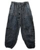 Broek katoen bloem stonewash donkerblauw