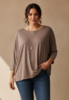 Wijd shirt Mery lang lm taupe