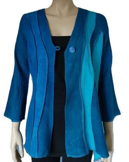 Linnen jasje golven blauw - Liz