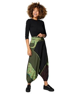 Harembroek katoen zwart groen