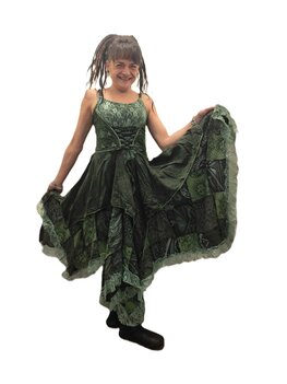 Jurk punten kant groen