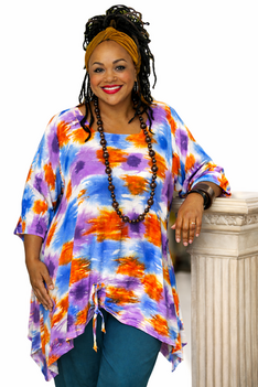 Tuniek Birgit String - Paars oranje blauw