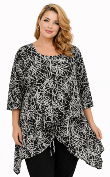 Tuniek Birgit String - Zwart wit