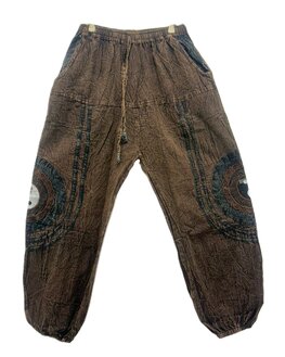 Broek katoen yin yang bruin