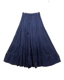 Rok stroken katoen - donker blauw