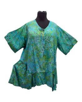 Blouse b148 batik - blauw groen