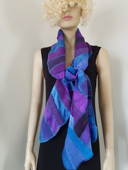 Zijde met linnen sjaal, blauw-paars - Liz