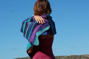 Viscose sjaal XL, paars, blauw en zeegroen - Liz
