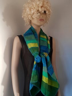 Zijden sjaal - lime turquoise - Liz