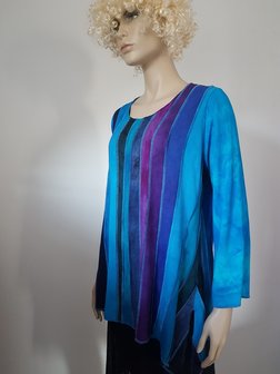 Blouse turquoise banen - Liz