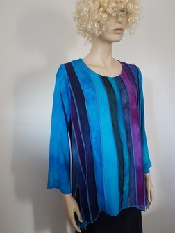 Blouse turquoise banen - Liz