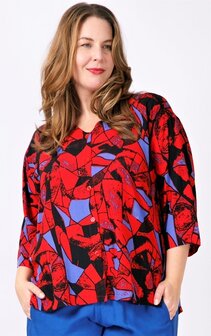 Blouse Denver rood blauw