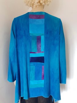 Blouse patchwork baan turquoise - Liz