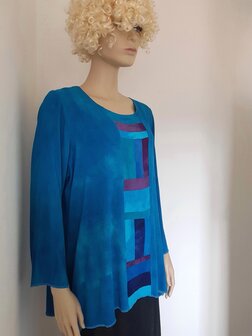 Blouse patchwork baan turquoise - Liz