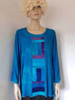 Blouse patchwork baan turquoise - Liz