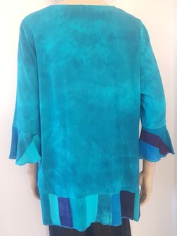 Blouse turquoise patchwork randen - Liz