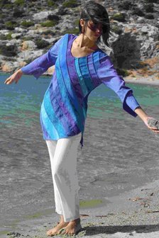 Blouse turquoise lavendel  - Liz