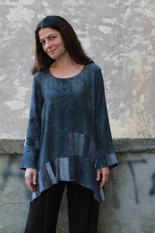 Blouse grijs tinten patchwork  - Liz