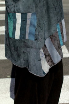Blouse grijs tinten patchwork  - Liz