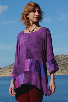 Blouse grijs tinten patchwork  - Liz