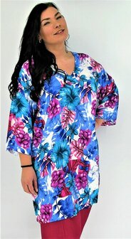 Tuniek Kenza - Blauw roze bloemen