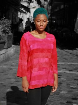 Rode blouse patchwork - Liz