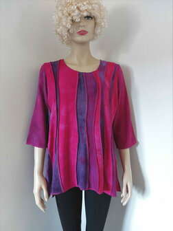 Blouse patchwork fuchsia paars - Liz
