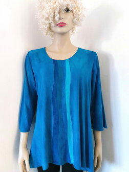 Blauwe blouse smalle golven - Liz