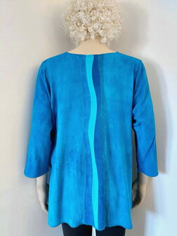 Blauwe blouse smalle golven - Liz