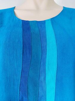 Blauwe blouse smalle golven - Liz