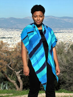 Driehoekige viscose sjaal blauw - Liz