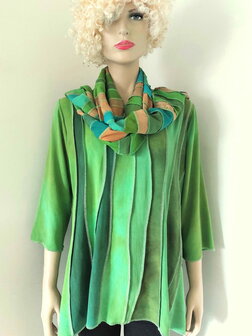 Blouse  golvende banen groen - Liz