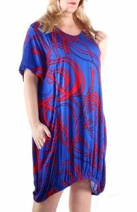 Jurk Ideal - Blauw rood print