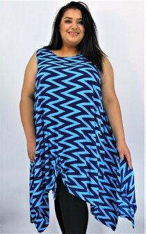 Tuniek Maxi XL blauw zigzag