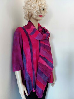 Blouse  golvende banen fuchsia - Liz