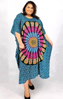 Kaftan mandala blauw roze