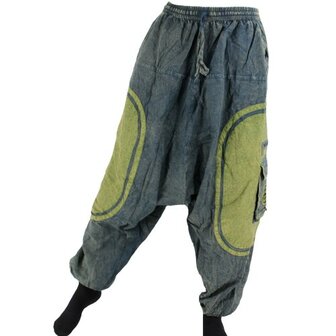 Harembroek zakken stonewash zwart/ blauw