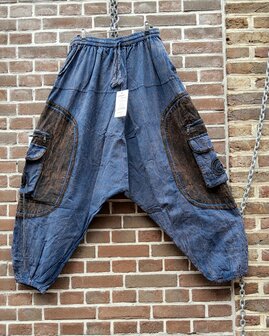 Harembroek zakken stonewash zwart/ blauw