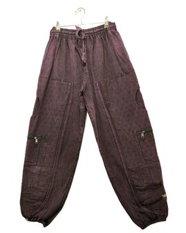 Broek katoen bloem stonewash paars