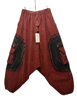 Harembroek zakken stonewash rood