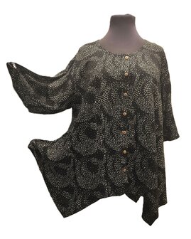 Blouse wizard batik zwart wit