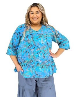 Blouse Dallas - turquoise grijs