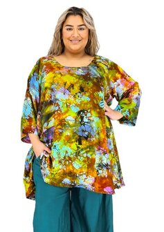 Tuniek Claire XL - geel bruin multi
