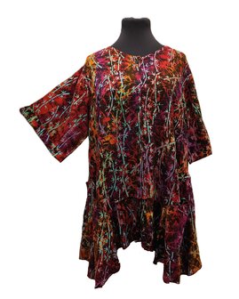 Blouse b148 batik oranje roze