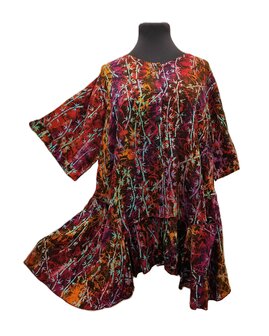 Blouse b148 batik oranje roze