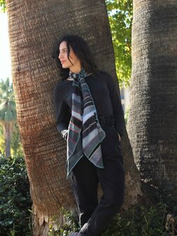 Sjaal viscose grijs, multi stiksel - Liz