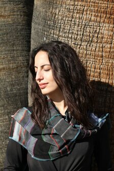 Sjaal viscose grijs, multi stiksel - Liz