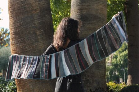 Sjaal viscose grijs, multi stiksel - Liz